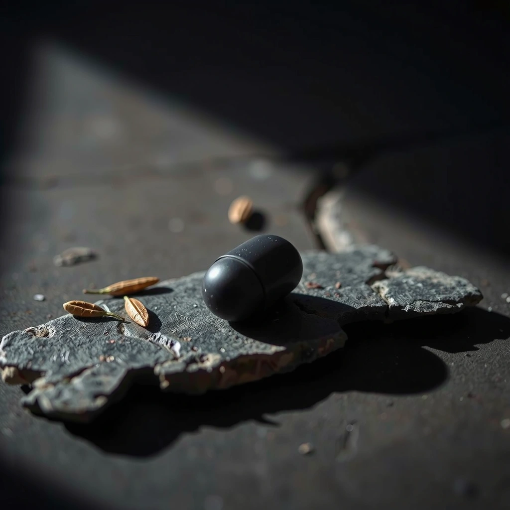 Makroaufnahme eines Nahrungsergänzungsmittels auf Schiefer